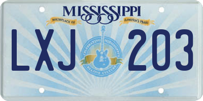 MS license plate LXJ203