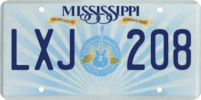 MS license plate LXJ208