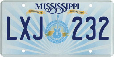 MS license plate LXJ232