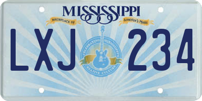 MS license plate LXJ234