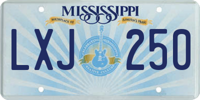 MS license plate LXJ250
