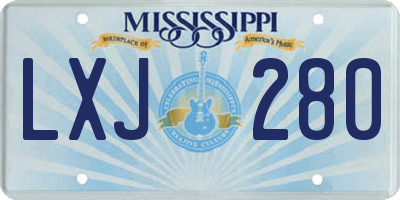 MS license plate LXJ280
