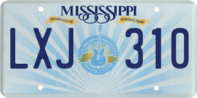 MS license plate LXJ310