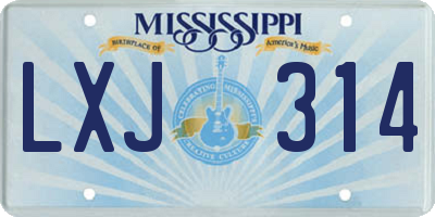 MS license plate LXJ314