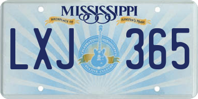 MS license plate LXJ365