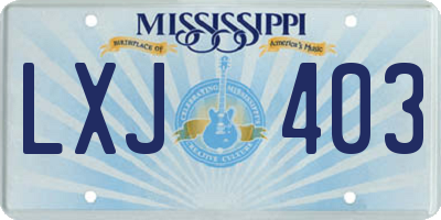 MS license plate LXJ403