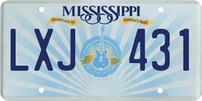 MS license plate LXJ431