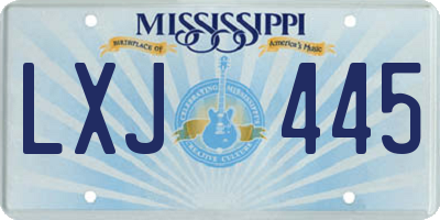 MS license plate LXJ445