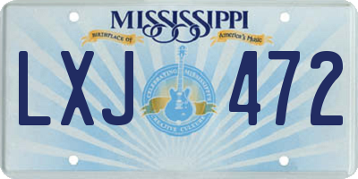 MS license plate LXJ472