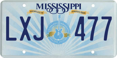 MS license plate LXJ477