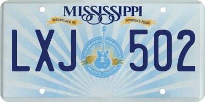MS license plate LXJ502