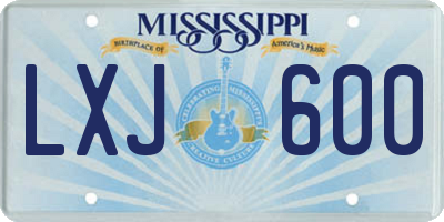 MS license plate LXJ600
