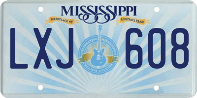 MS license plate LXJ608