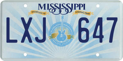 MS license plate LXJ647