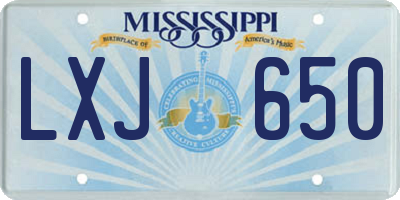 MS license plate LXJ650