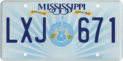 MS license plate LXJ671