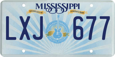 MS license plate LXJ677