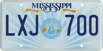 MS license plate LXJ700
