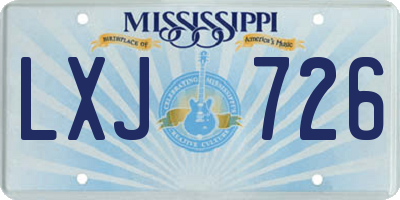 MS license plate LXJ726