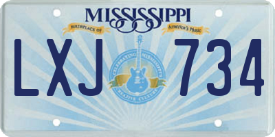 MS license plate LXJ734