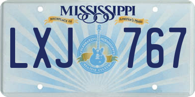 MS license plate LXJ767