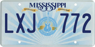 MS license plate LXJ772