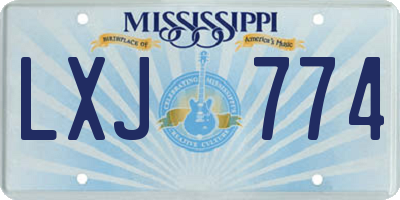 MS license plate LXJ774