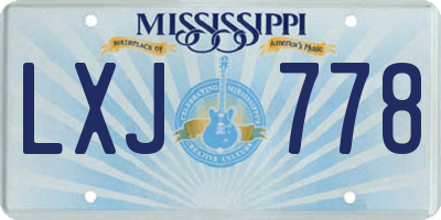 MS license plate LXJ778