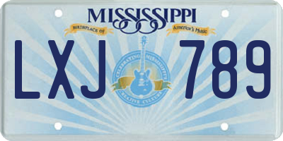 MS license plate LXJ789