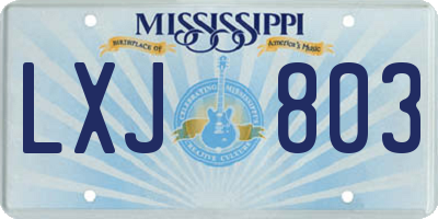 MS license plate LXJ803