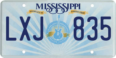 MS license plate LXJ835