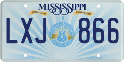 MS license plate LXJ866