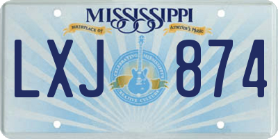 MS license plate LXJ874