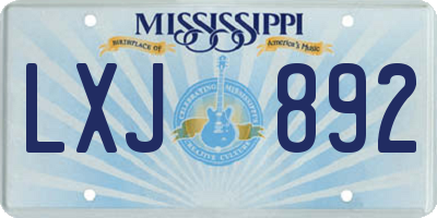 MS license plate LXJ892