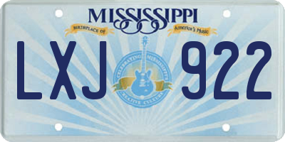 MS license plate LXJ922