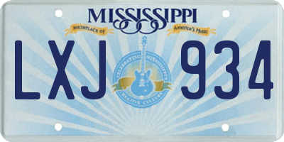 MS license plate LXJ934