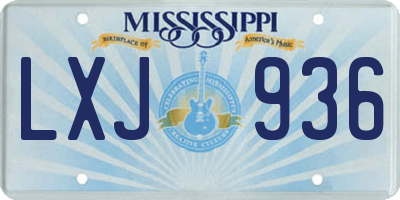 MS license plate LXJ936
