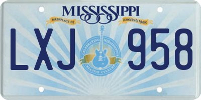 MS license plate LXJ958
