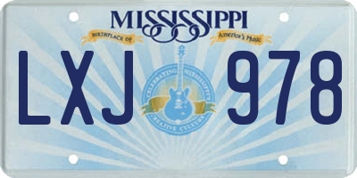 MS license plate LXJ978