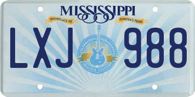 MS license plate LXJ988