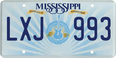 MS license plate LXJ993