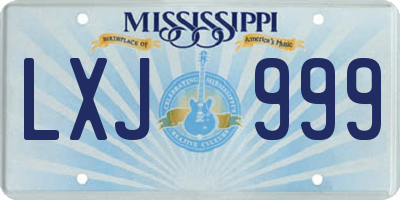 MS license plate LXJ999