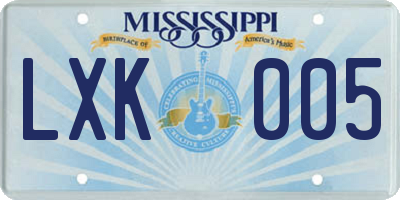 MS license plate LXK005