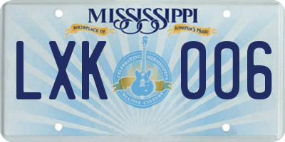 MS license plate LXK006