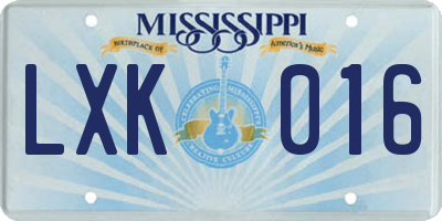 MS license plate LXK016