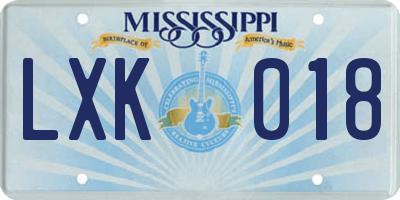 MS license plate LXK018