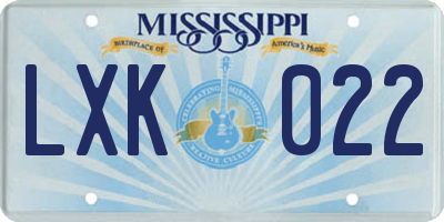 MS license plate LXK022