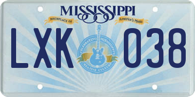 MS license plate LXK038