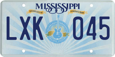 MS license plate LXK045