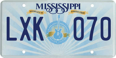 MS license plate LXK070